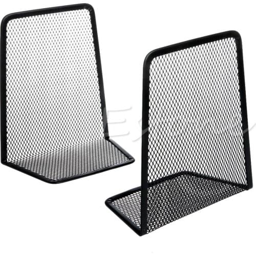 1 Pair Metal Mesh Desk Organizer Desktop Office Home Bookends Book Holder Black