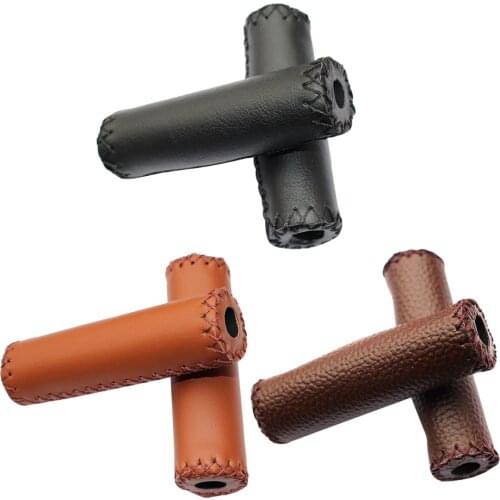 1 Pair Bike Handle Grips PU Leather Soft Rubber Bicycle Mountain Bike Anti-Slip Handlebar Grips