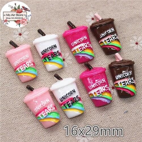 Unicorn tear sippy cup 10PCS 16x29mm Resin Flatback Cabochon Miniature Food Art Supply Decoration Charm