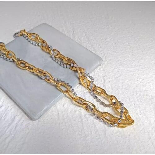 2021 Fashion Multi-layer Winding Contrast Color Metal Rhinestone Interspersed Choker Clavicle Chain Necklace For Women Jewelry