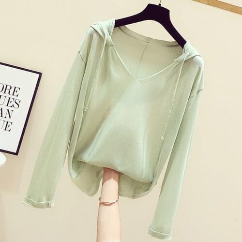 2021 Autumn Knitted Hooded Women Hoodies V-neck Solid Long-sleeved Loose Female Lady Elegant Pulls Outwear Coat Tops