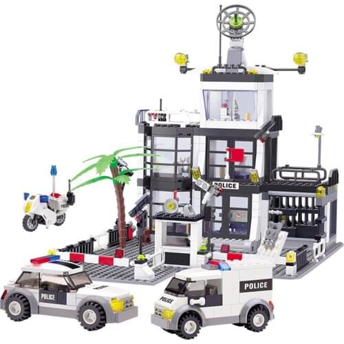631+PCS Police Station Building Blocks City Building Blocks 3D Model DIY Bricks Brinquedos Toys For Children Kids Gifts