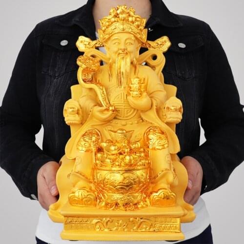 Large Home SHOP company golden God of wealth CAI SHEN YE buddha statue Bring money good luck Solicit wealth Business Prosperous