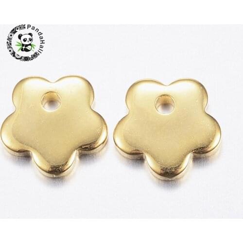 20pcs 304 Stainless Steel Charms, Flower Pendants for Necklace Jewelry Making , Golden, 7x7x1.2mm, Hole: 1mm
