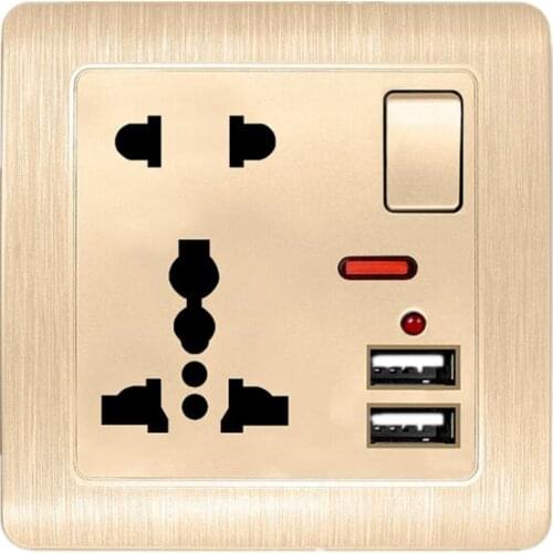 Depoguye International Universal EU Wall Socket, 86mm*86mm, with LED Light Power Socket Electrical Wall Outlet with Usb Charger