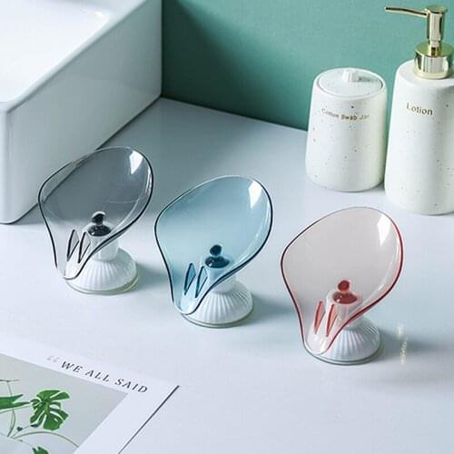 Leaf Shape Soap Holder Soap Dish For Bathroom Quick Drain Large Suction Cup Fixed Firmly Bathroom Storage Rack Soap Container