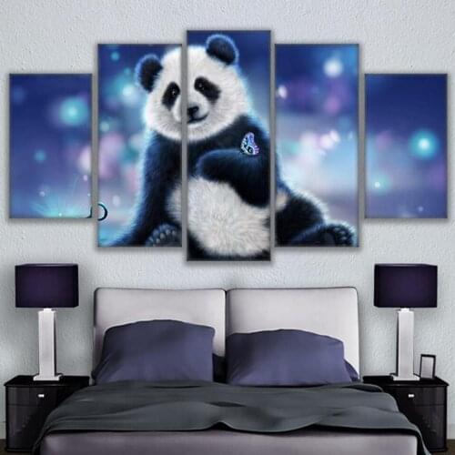 Home Decor Picture Canvas | Posters and prints wall art 5 beautiful animal works panda and butterfly paintings modular frames
