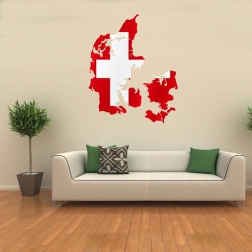 Flag Map of Denmark Wall Vinyl Sticker Custom Home Decor Decals Wedding Plastic Wallpaper Fashion Poster