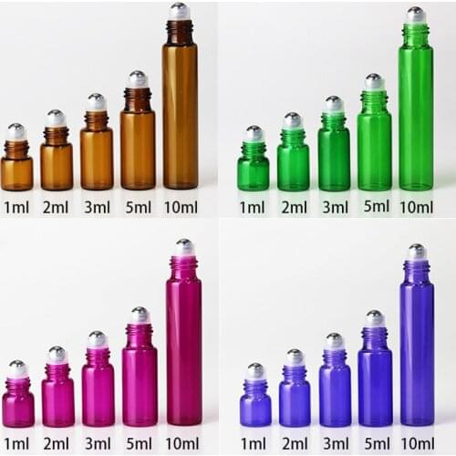 1ml-10mlBottles for essential oils Roller Bottles with Metal Roller Balls Empty Refillable Perfume Bottle Roll On Bottles Z0C