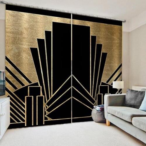 New gold marble curtains Bedroom living room windproof thickening blackout fabric 3d curtains