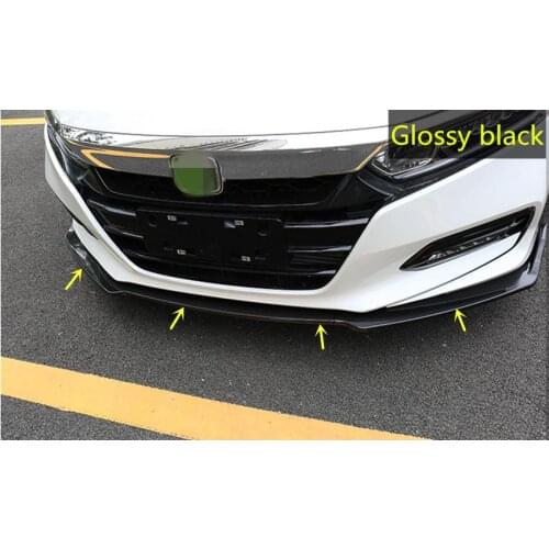 Glossy Black Front Bumper Lip Protector Cover Trim 3pcs for Honda Accord 2018-19