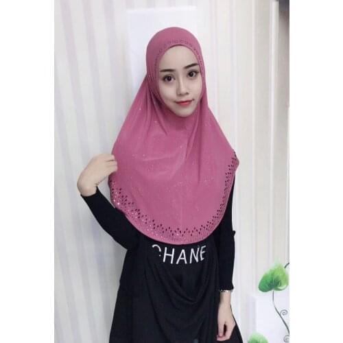 H1216 Hot sell pull on muslim hijab with high quality rhinestones, islamic amira scarf,fast delivery,free shipping