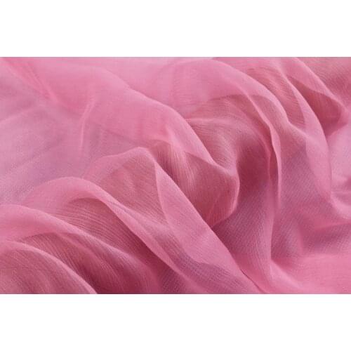 Howmay 100% pure silk fabric crinkle georgette 5m/m 135cm 51" peach 54# lightweight soft tulle for scarf or dress