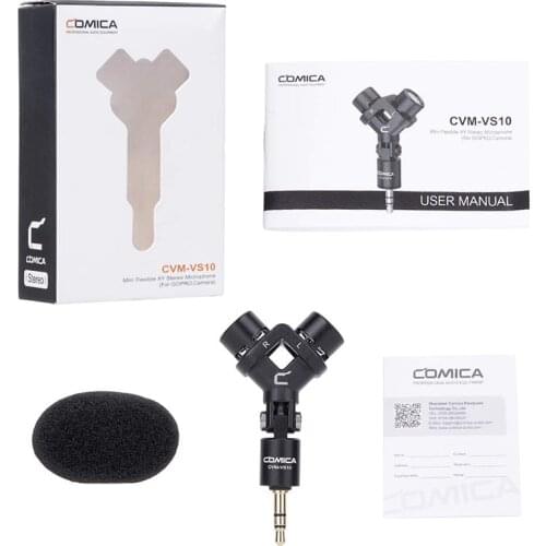 COMICA CVM-VS10 Mini XY Cardioid Stereo Microphone for Gopro Camera Smartphone Mic for Video Recording((3.5mm TRS)