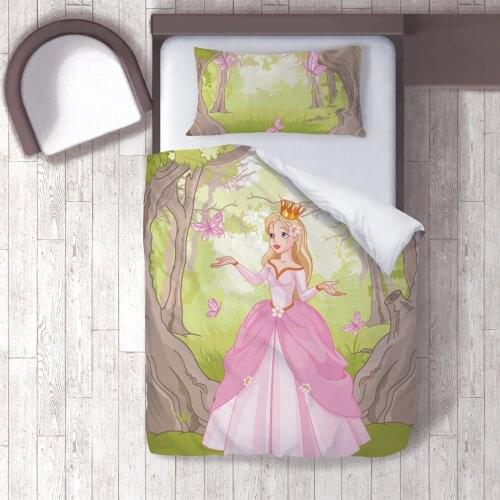 Duvet Cover Set Bedding Set Pillow Case for Baby and Kids Room 3D Printed Pink Princess Tree Butterfly Model 185