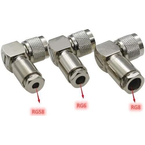 5pcs Connector PL259 SO239 UHF Male Right Angle 90 Degree Clamp For RG58 LMR195/RG6 LMR300/RG8 LMR400 cable RF Coaxial Adapters