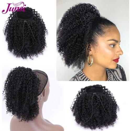 Short Afro Curly Drawstring Puff Ponytail African American for Women Natural Hair Clip Hair Drawstring Ponytails