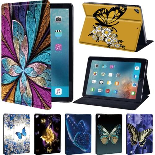 Butterfly Print Pattern Leather Stand Tablet Cover Case for Apple IPad Air 1/2 9.7"/Air 3 10.5"/Air 4 10.9" Protective Case