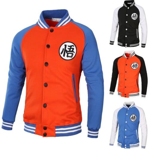 Dragon Ball Monkey King Mens Spring And Autumn Jacket Baseball Jacket Casual Fashion Cool Jacket Splicing Long Sleeve Top