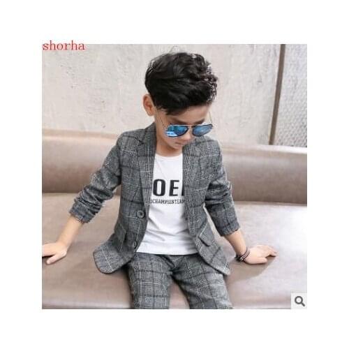 Leisure 2pcs Boys Gentleman Formal Suits Striped Fashion Blazer+Pant Kids Wedding Suits Children Party Clothing