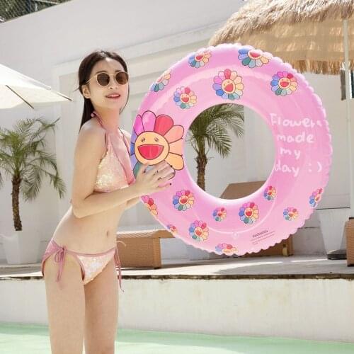 Sunflower Inflatable Ring Mattress Swim Tube Kids Adult Round Swim Ring Summer Pool Water Mattress Adult Bed Pool Toys