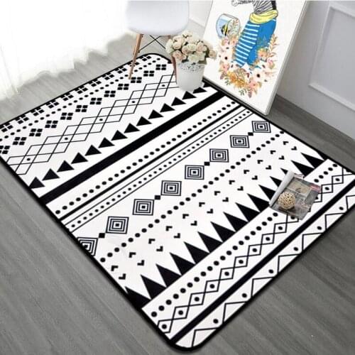 Nordic Style Living Room Area Rugs Thick Soft Black and White Geometric Home Decor Carpet Bedroom Bedside Kids Play Floor Mat