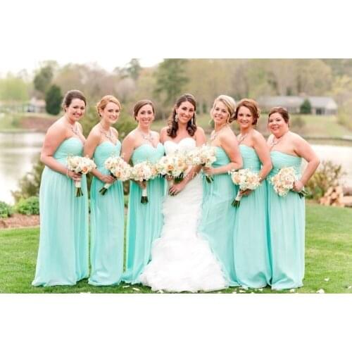 Cheap mint chiffon bridesmaid dresses 2015 sexy sweetheart party gown simple classic A-line free shipping vestidos para festa