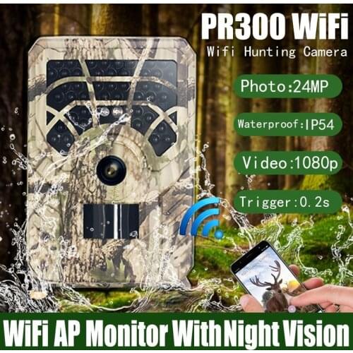 NEW PR300 Pro/PR300 WIFI 1080P 24MP Trail Camera , Hunting Camera Motion 0.2s Trigger Time Trail Game Camer Wildlife Monitoring