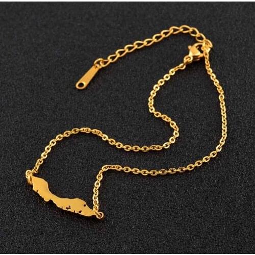 Anniyo Gold Color/Silver Color Curacao Map Pendant Necklaces for Women Jewelry Maps Gifts #047321