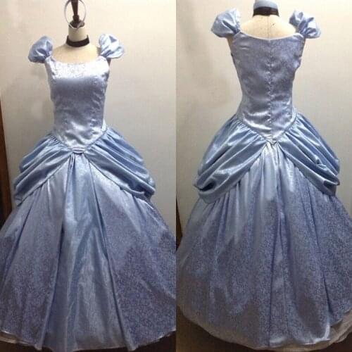Princess Cinderella Party Dress With Gloves Fancy Halloween Party Cosplay Costume Adult Women Ball Gown