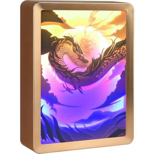 Luxurious Birthday Christmas Gift Night Light Lamp Home Decorative Night Light Framed Shadow Painting with USB Plug