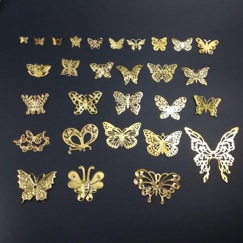 Retail Filigree butterfly Wraps Connectors Embellishments Crafts Gift Decoration DIY Findings Clothing accessorie