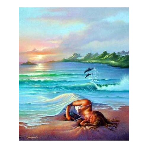 Needlework Fashion Diy Diamond Painting Cross Stitch Inlaid 3D Painting Embroidery The Beauty Knitting Needles Home Decoration