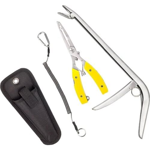 5pack/lot Stainless Steel Fishing Pliers Line Cutter Curved Nose Remove Hook Fishing Tackle Tool with Nylon Sheath