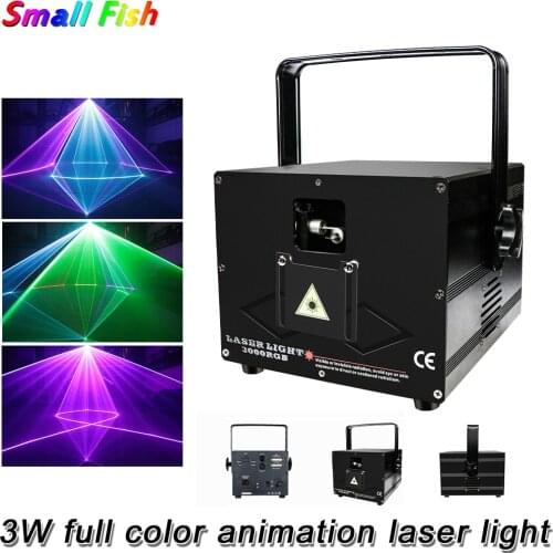 DMX512 3W Full Color Animation Laser Light Laser Pattern Effect Light Sound Controlled Stage Lights For DJ Disco Party Bar Club