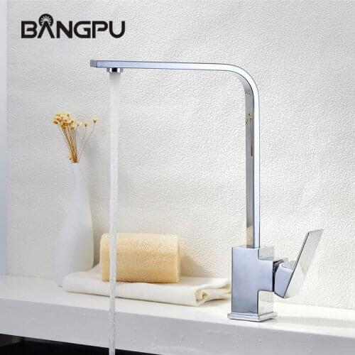BANGPU Bathroom Basin Faucet 1 Hole Sink Faucet Bathroom Faucet Rotary Kitchen Tap Basin Tap Single Handle Deck Mounted Chrome