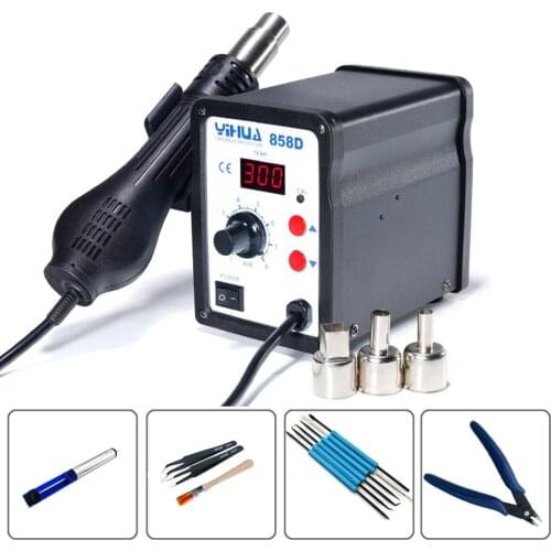 YIHUA 858D Adjustable Warm Air Pressure Gun Digital Display Hot Air Desoldering Station SMD Rework Station Welding Repair Tools