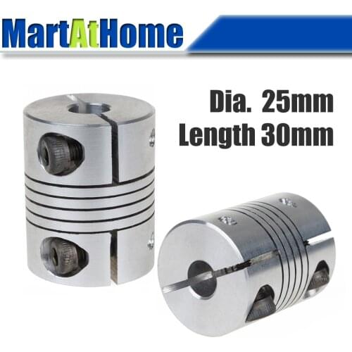 Pack of 2 Aluminium Flexible Shaft Coupler Motor Coupling Connector Dia. 25mm Length 30mm for 3D Printer, CNC Router Machine