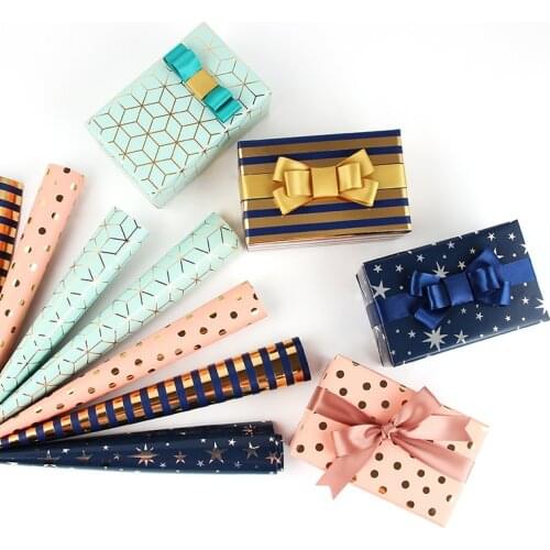 5 Sheets Bronzing Gift Wrapping Paper Christmas Valentines Day Gift Wrapping Paper 50X70CM