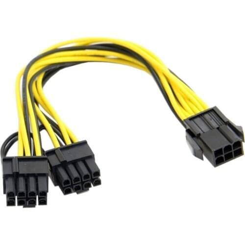 PCI-E PCI Express ATX 6Pin Male to Dual 8Pin & 6Pin Female Video Power Cable