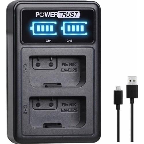 PowerTrust EN-EL25 ENEL25B Battery Charger for Z50 Nikon camera Rechargeable Li-ion Battery