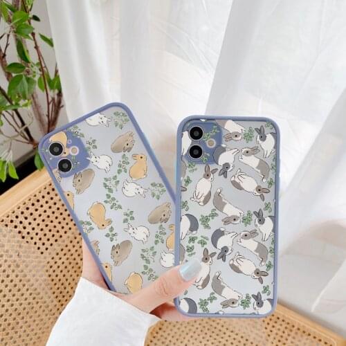 Cartoon Camera Protection Border Cute Rabbit Phone Case for iphone 11 12 Pro Max X XS MAX XR 6s 7 8 plus SE 2020 Back Hard Cover