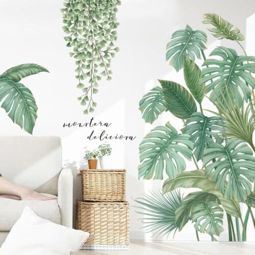 Green Leaves Wall Stickers for Bedroom Living room Dining room Kitchen Kids room DIY Vinyl Wall Decals Door Murals Home Decor