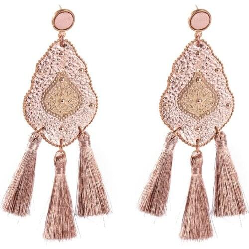 Women Long Tassel Earrings Leather Bohemia Statement Drop Dangle Cheap Girls Jewelry Birthday Gifts