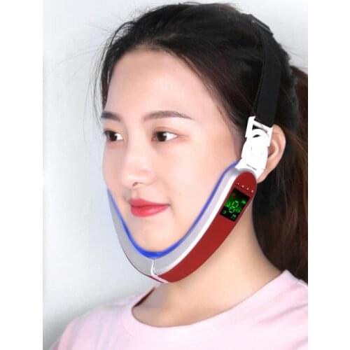 Rechargeable Facial Slimming Belt LED Light Photon Therapy V Face Lifting Massager Hot Compress Face Slimmer Women V-Line Shaper