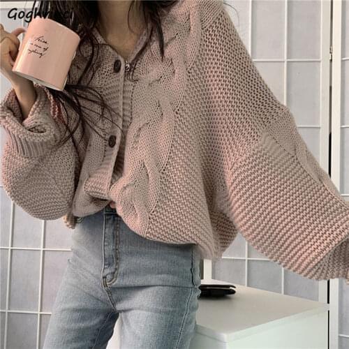 Cardigan Women Button Fly Thicken Warm Sweaters Womens Loose Casual Simple Solid Chic Fashion Jumpers Knitwear Outdoor Harajuku