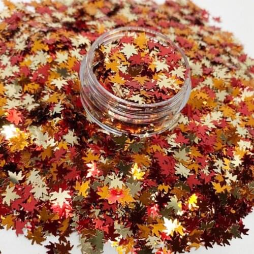 Autumn Fall Nails Multicolor Maple Leaf Glitter Nail Art Sequins Flake Manicure Decorations Tool
