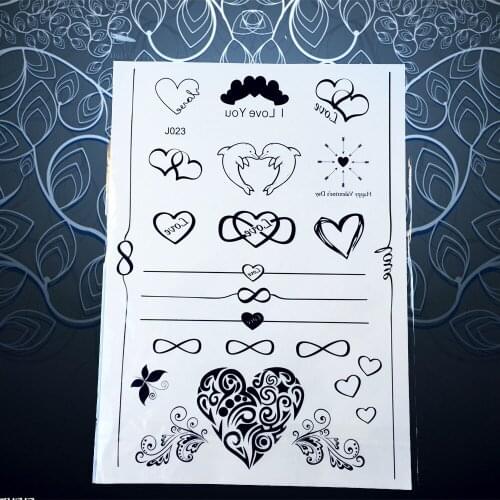 1PC Fashion Flash Tattoo For Lovers Dolphin Love Heart Bracelet Design Temporary Tattoo Sticker Black Henna Jewelry Tatoo PBJ023