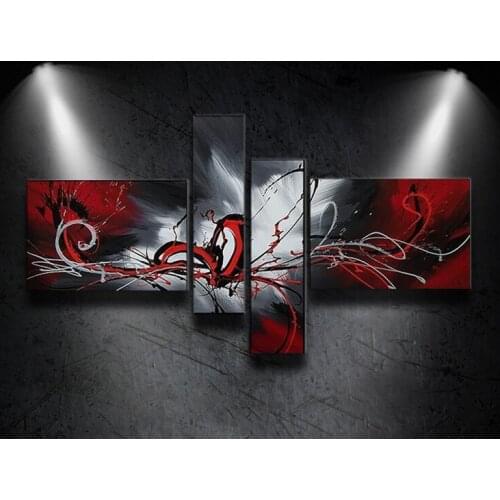 100%Handpainted The Phoenix Totem 4 Pcs / Set Decoration Oil Painting Abstract Art Wall Pictures On Canvas For Living Room Decor