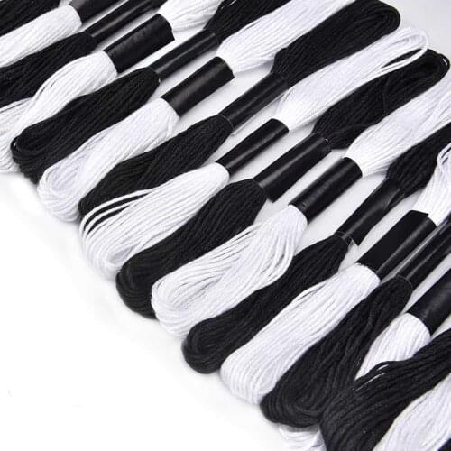 12 White+12 Black Embroidery Floss Cross Stitch Cotton Embroidery Thread Floss Sewing Skeins Craft Embroidery Floss Accessories